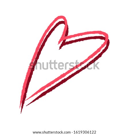 Double contour of the heart Line art  illustration. Isolated element on a white background