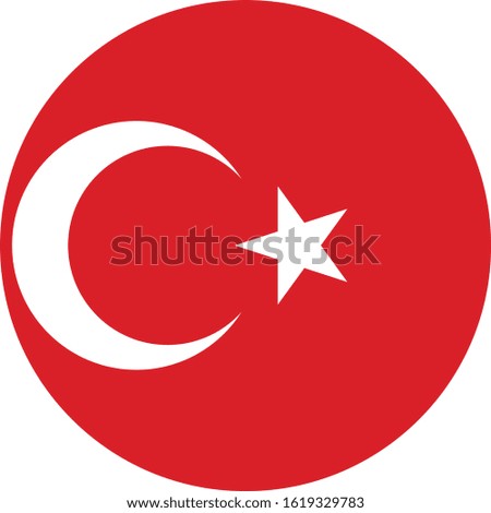 vector illustration of Circle flag of Turkey on white background