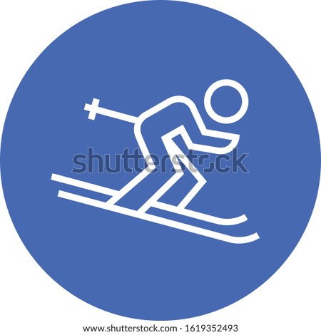 Downhill Ski Racer Outline Icon