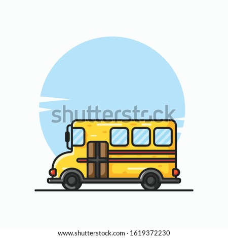 Bus School Icon Flat Design Illustration