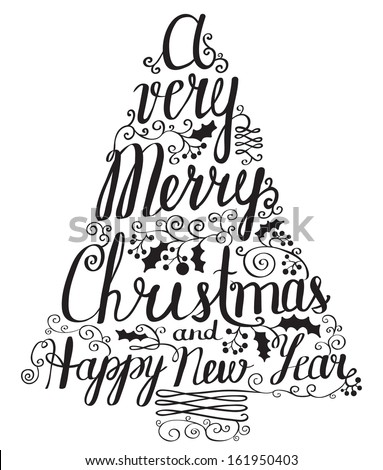 Calligraphy lettering Christmas tree