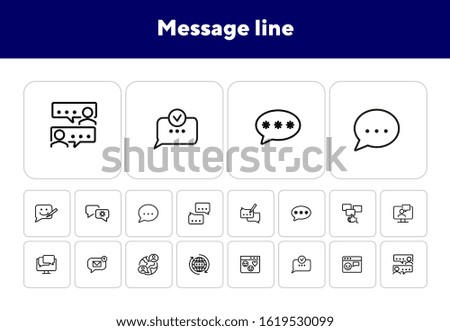 Message line icons. Set of line icons on white background. Communication concept. Speech bubbles, chat, globe. Can be used for topics like internet, online communication, modern lifestyle