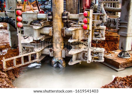 Drilling rig. Drilling deep wells. Industry Mineral exploration. Belarus. Salihorsk 2020