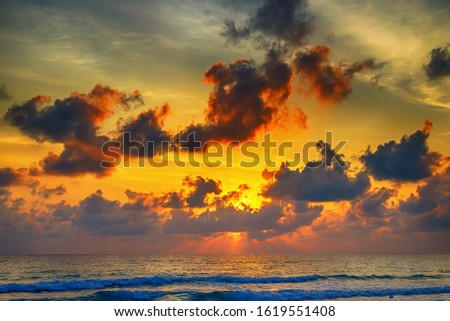 Panorama sunset Sunrise over the sea landscape
