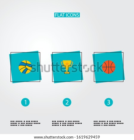 Set of sport icons flat style symbols with ball, champion cup, basketball and other icons for your web mobile app logo design.
