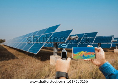 Thermoscan(thermal image camera), Scan to the solar panel for temp check and show video real-time send to the telephone by wifi or 5G systems or 6G systems in the future.
