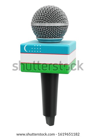 3d illustration. Microphone and Uzbek flag. Image with clipping path