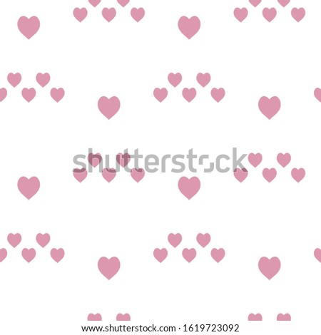 Seamless pattern in interesting pink hearts on white background for fabric, textile, clothes, blanket and other things. Vector image. 
