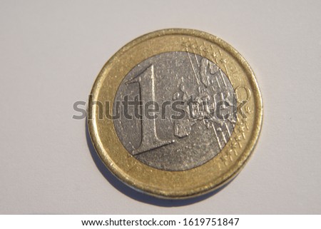 Single Euro Coin Close-Up isolated on White Background 1 Euro