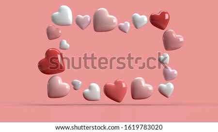 Holiday Greeting Card for Valentine's Day with balloon heart  background love valentine concept 3d render. Romantic template for wedding, women's day.

