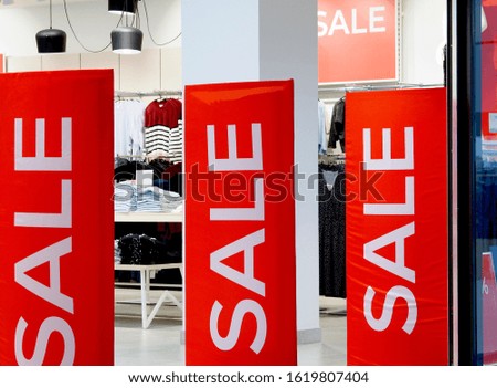 Sale and seasonal discounts at the store. Advertising and information