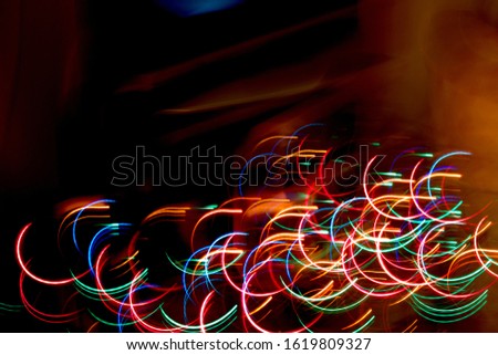 Beautiful blue retro background image photograph using long exposure and colored Christmas lights