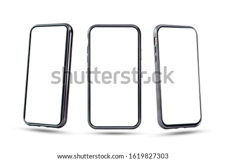 Blank form of smartphone frame collection with white background for add template infographic or presentation and advertisement. Technology and object with clipping path.