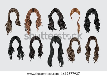 Hair Style Variety Women Wig Royalty-Free Stock Photo #1619877937