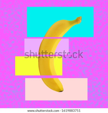 Contemporary art collage. Sliced banana.