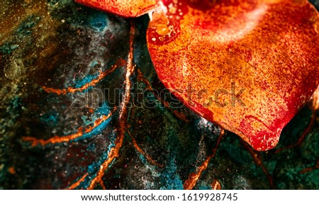 Abstract metallic color shapes background. Macro image
