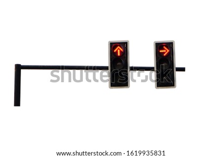 Traffic light showing the Red light isolated on white background. Traffic light with stop signal.