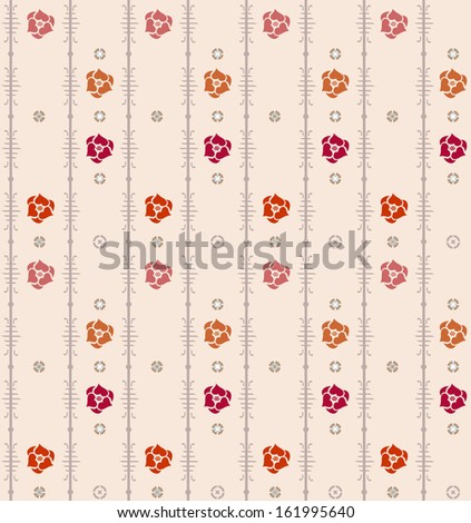 Geometric seamless vintage pattern background with floral elements