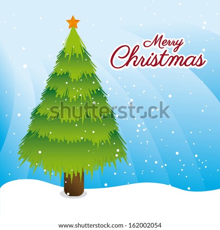 christmas design over snow scape  background vector illustration 