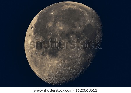 The descending moon in January in the night sky.