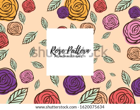 nature leaf and rose flower plant in seamless pattern vector illustration art vintage  with happy valentine's day season greeting holiday concept, flora of aromatic smell, the wedding gift card design