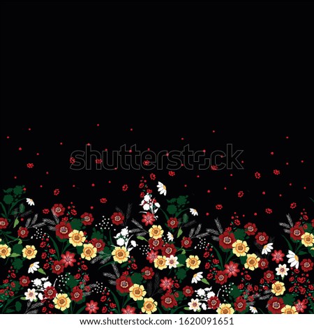 floral texture print pattern with black background