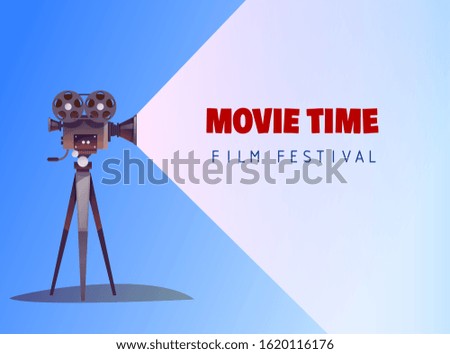 Movie time concept. Template for movie posters, banners. Movie projector illustration. Vector illustration