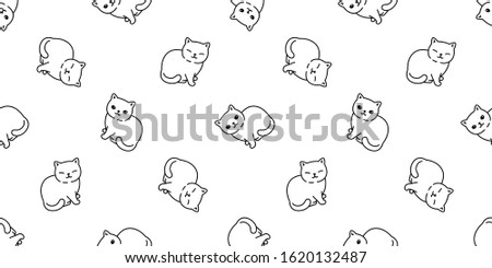 cat seamless pattern kitten vector scarf isolated repeat background tile wallpaper cartoon doodle illustration white design