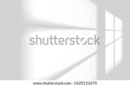Realistic window light and shadow. Shadow overlay effect. Long shadow light on wall. Scenes of natural lighting. Blank background for design. Realistic vector illustration Royalty-Free Stock Photo #1620132670