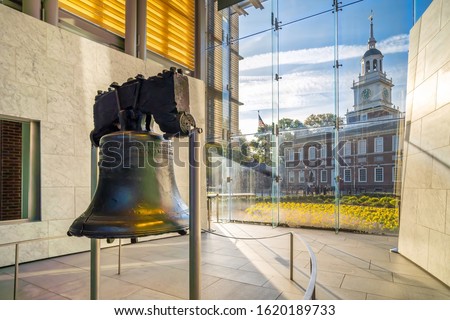 Liberty Bell old symbol of American freedom  in Philadelphia Pennsylvania, USA Royalty-Free Stock Photo #1620189733