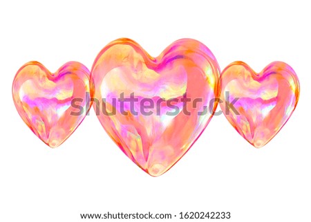 Colorful soap bubble in shape of heart on white background, isolated