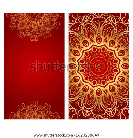 Ethnic Mandala ornament. Templates with mandalas.  illustration for congratulation or invitation. The front and rear side.