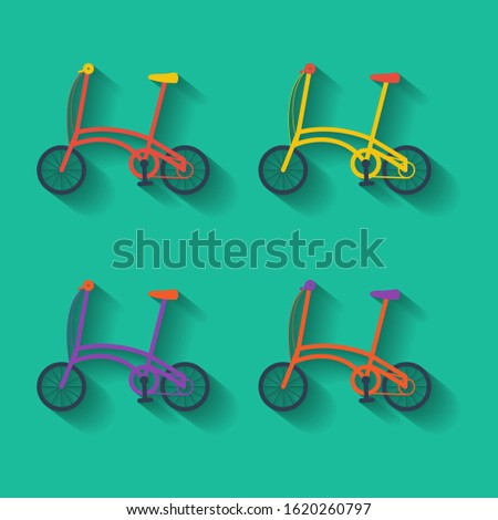 Folding bike with shadow flat icon vector on green sea background. Perfect for Bicycle sport symbol, logo concept and illustration
