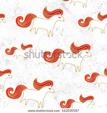 Winter pattern with horses