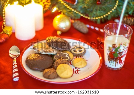 Christmas cookies with milk