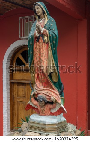 Virgin of Guadalupe, Homage Statue located in Sayulita Mexico. Royalty-Free Stock Photo #1620374395