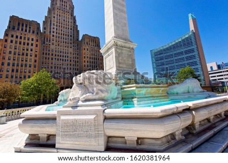  Buffalo City Hall and Marble Lion Of The McKinley Monument in city downtown