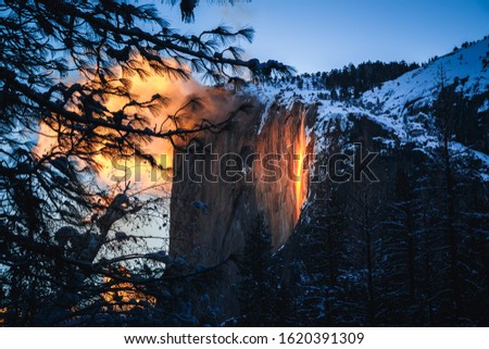 Yosemite Firefall at Sunset, Yosemite National Park, CA Royalty-Free Stock Photo #1620391309