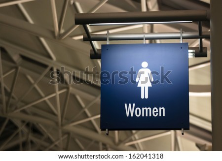 The Sign for Ladies Lavatory Women's Bathroom in a Public Building Business Place