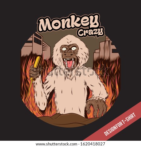 monkey crazy design for t-shirt