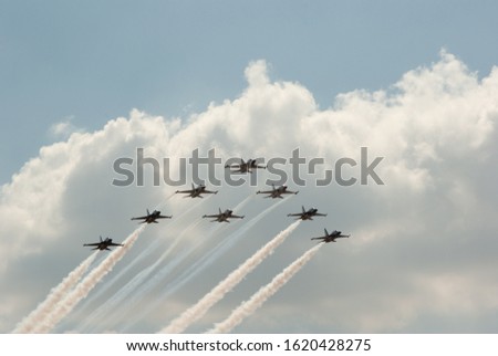 Exciting Air-Show in the airport Royalty-Free Stock Photo #1620428275