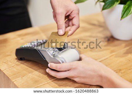 Paying by credit card in hair salon 
