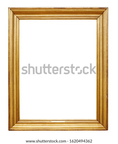 Picture gold wooden frame for design on white isolated background