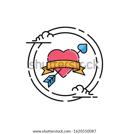 Heart with Arrow vector template. Heart icon, logo, symbol, vector illustration. Heart flat design isolated on white background. Valentine day vector.