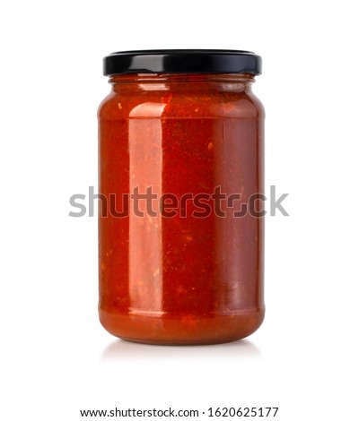 Tomato sauce jar on white background with clipping path Royalty-Free Stock Photo #1620625177