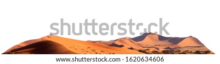 Dunes of Sahara desert isolated on white background