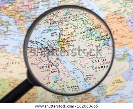Middle East under magnifier Royalty-Free Stock Photo #162063665
