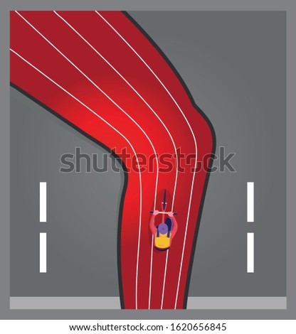cycling tour, track, bicycle, cyclist stylized vector, Red, delivery man.