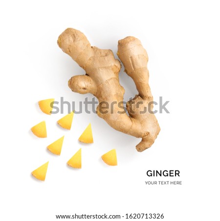 Creative layout made of ginger rain. Flat lay. Food concept.