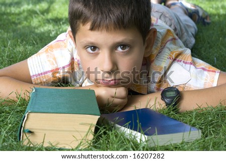 Student with the books outdoor